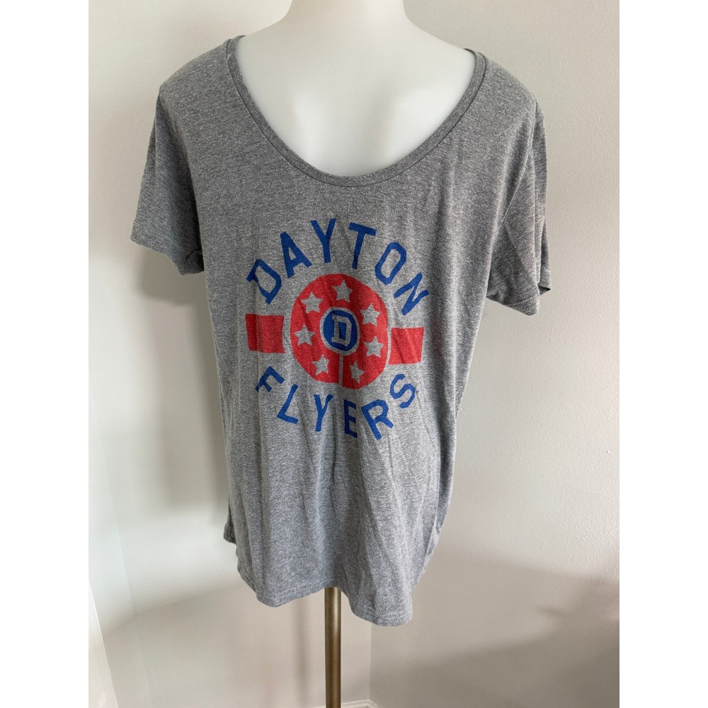 Homage Dayton Flyers T-Shirt Womens XL Gray Scoop Neck Short Sleeve NCAA Graphic